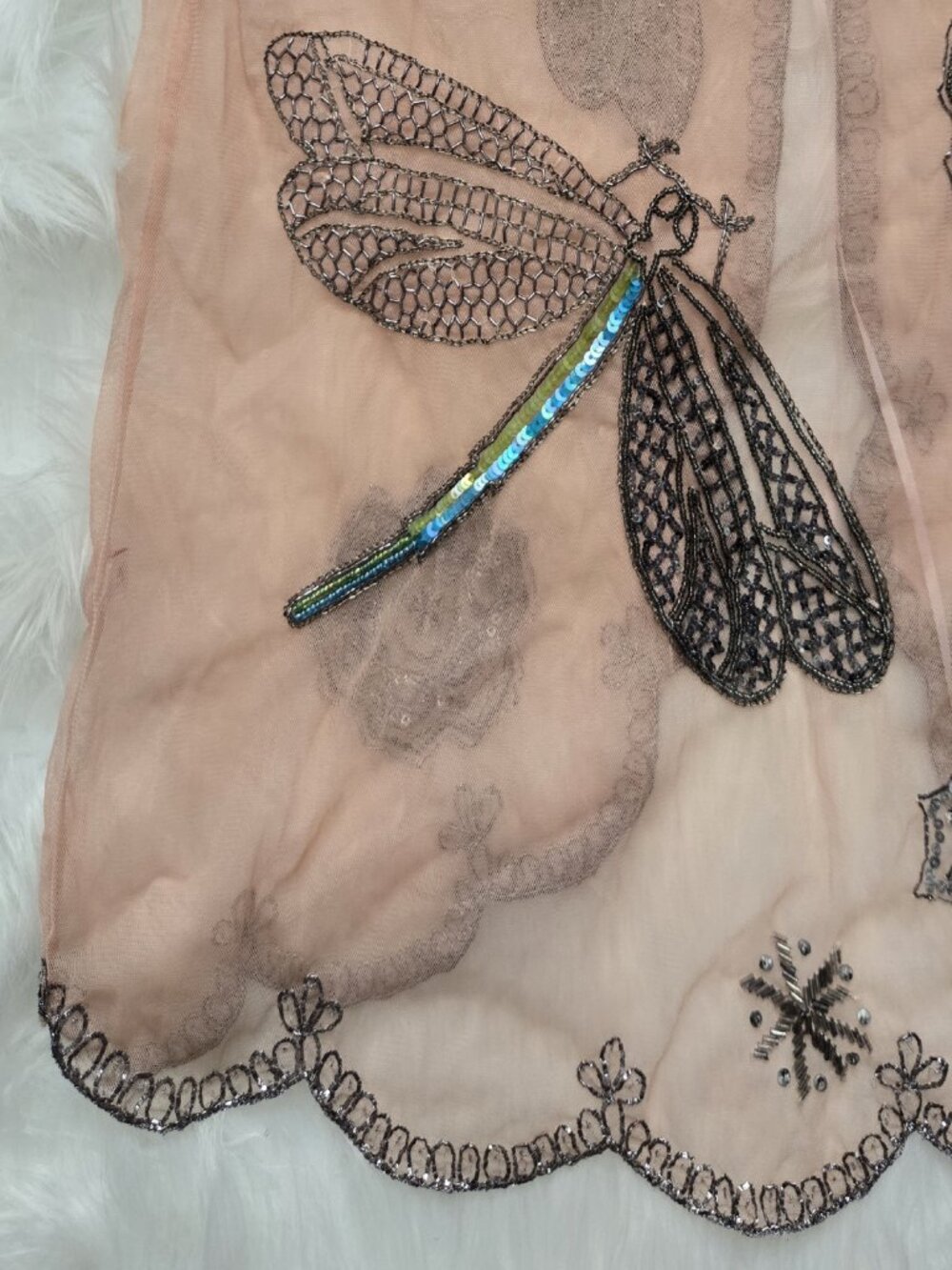 Vintage Fairycore Matthew Williamson Sheer Dragonfly Blush Pink Vest - Picture 7 of 8